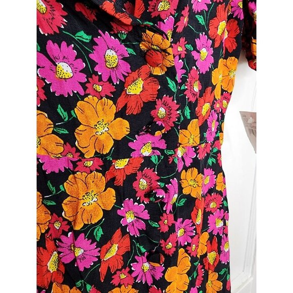 NWT ZARA Accesories Floral CROSSOVER WRAP DRESS Ruffle Size Large - Picture 4 of 7